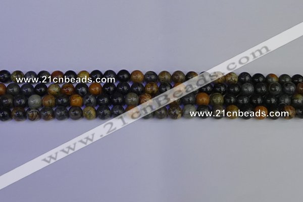 CPJ471 15.5 inches 6mm round black picasso jasper beads wholesale