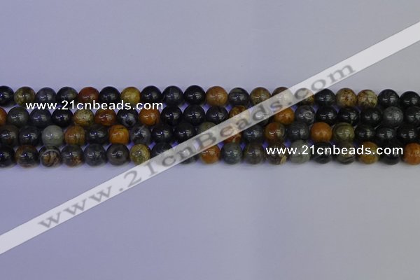 CPJ472 15.5 inches 8mm round black picasso jasper beads wholesale