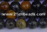 CPJ473 15.5 inches 10mm round black picasso jasper beads wholesale