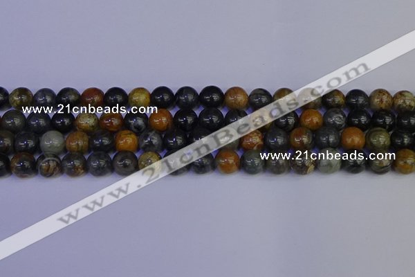 CPJ473 15.5 inches 10mm round black picasso jasper beads wholesale