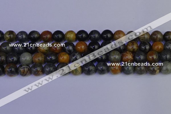CPJ475 15.5 inches 14mm round black picasso jasper beads wholesale