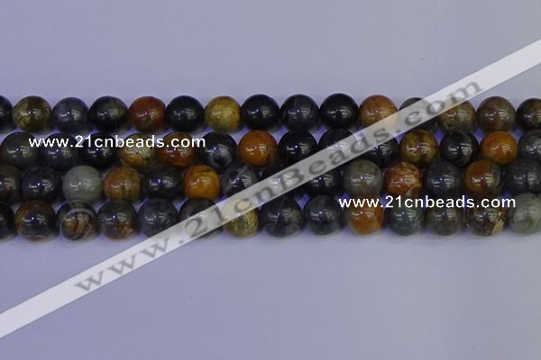 CPJ475 15.5 inches 14mm round black picasso jasper beads wholesale