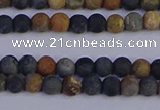 CPJ490 15.5 inches 4mm round matte black picasso jasper beads