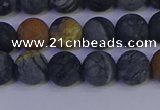 CPJ493 15.5 inches 10mm round matte black picasso jasper beads