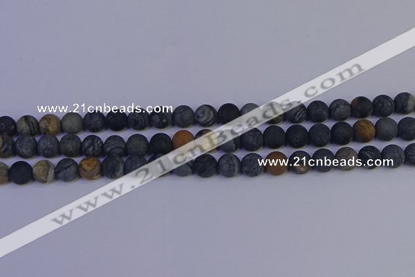 CPJ493 15.5 inches 10mm round matte black picasso jasper beads