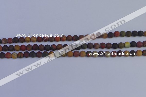 CPJ501 15.5 inches 6mm round matte picasso jasper beads wholesale