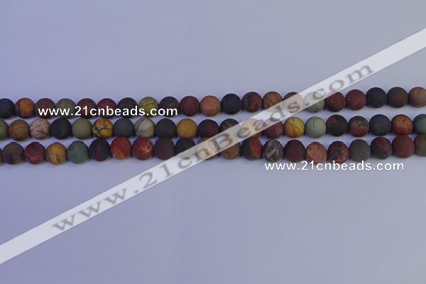 CPJ502 15.5 inches 8mm round matte picasso jasper beads wholesale