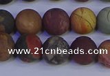 CPJ504 15.5 inches 12mm round matte picasso jasper beads wholesale