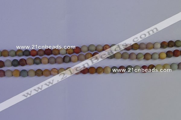 CPJ510 15.5 inches 4mm round matte polychrome jasper beads wholeasle