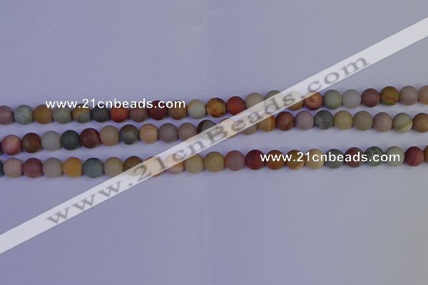 CPJ511 15.5 inches 6mm round matte polychrome jasper beads wholeasle