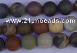 CPJ512 15.5 inches 8mm round matte polychrome jasper beads wholeasle