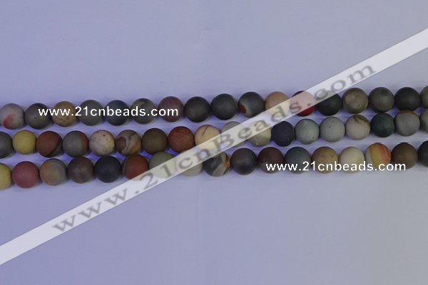 CPJ513 15.5 inches 10mm round matte polychrome jasper beads wholeasle