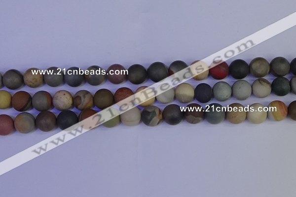 CPJ514 15.5 inches 12mm round matte polychrome jasper beads wholeasle