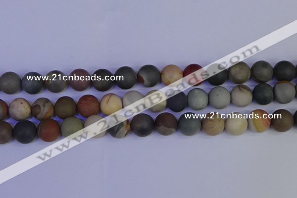 CPJ515 15.5 inches 14mm round matte polychrome jasper beads wholeasle