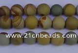 CPJ521 15.5 inches 6mm round matte wildhorse picture jasper beads