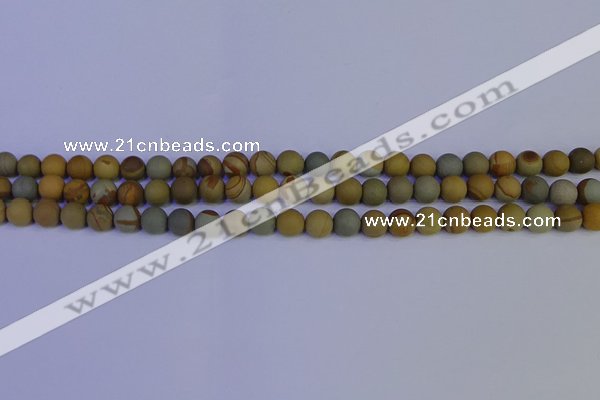 CPJ521 15.5 inches 6mm round matte wildhorse picture jasper beads