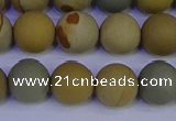 CPJ524 15.5 inches 12mm round matte wildhorse picture jasper beads