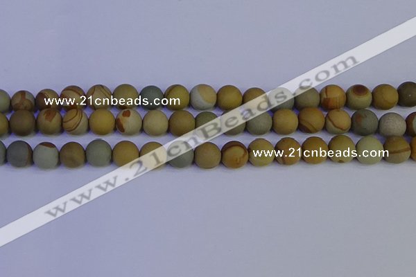 CPJ524 15.5 inches 12mm round matte wildhorse picture jasper beads