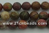 CPJ530 15.5 inches 4mm faceted round picasso jasper beads