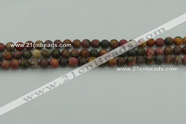 CPJ530 15.5 inches 4mm faceted round picasso jasper beads