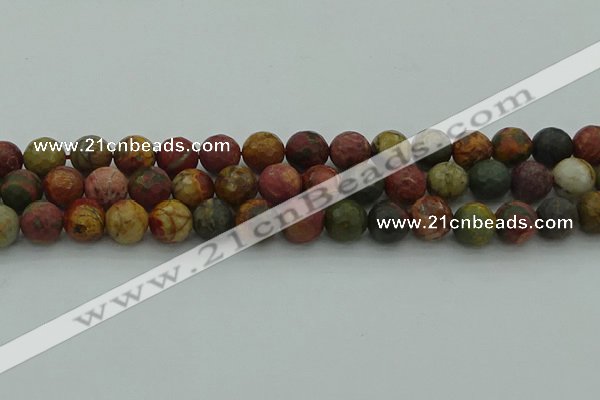 CPJ533 15.5 inches 10mm faceted round picasso jasper beads