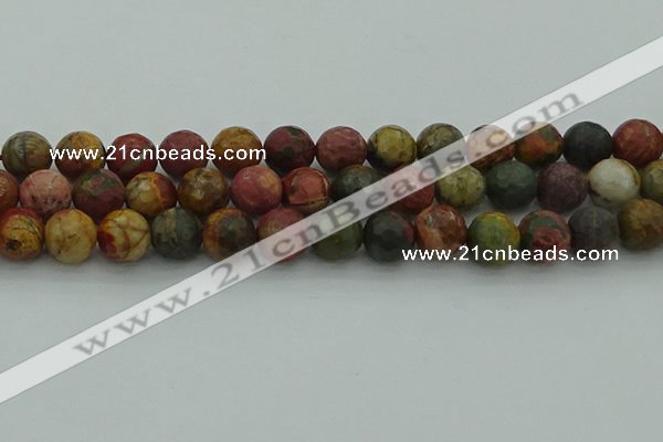 CPJ534 15.5 inches 12mm faceted round picasso jasper beads