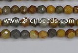 CPJ540 15.5 inches 4mm faceted round wildhorse picture jasper beads