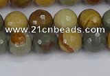 CPJ542 15.5 inches 8mm faceted round wildhorse picture jasper beads