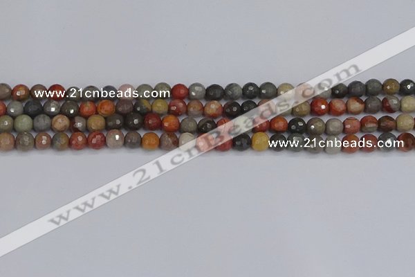 CPJ546 15.5 inches 4mm faceted round polychrome jasper beads