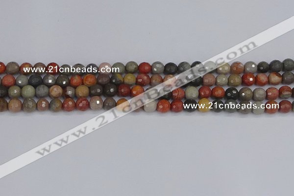 CPJ547 15.5 inches 6mm faceted round polychrome jasper beads