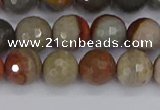 CPJ548 15.5 inches 8mm faceted round polychrome jasper beads