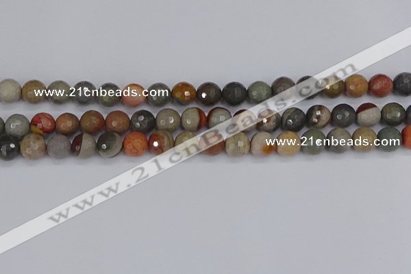 CPJ548 15.5 inches 8mm faceted round polychrome jasper beads