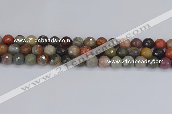 CPJ549 15.5 inches 10mm faceted round polychrome jasper beads