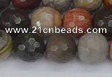 CPJ550 15.5 inches 12mm faceted round polychrome jasper beads