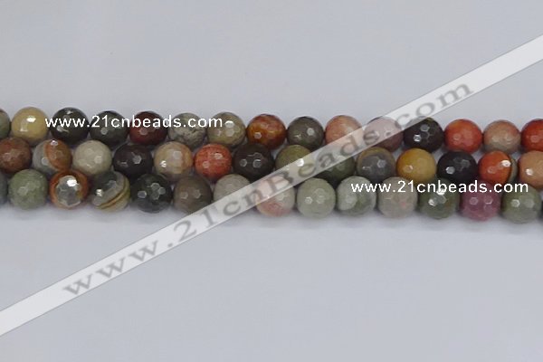 CPJ550 15.5 inches 12mm faceted round polychrome jasper beads