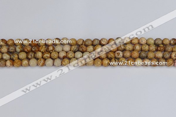 CPJ556 15.5 inches 6mm faceted round picture jasper beads