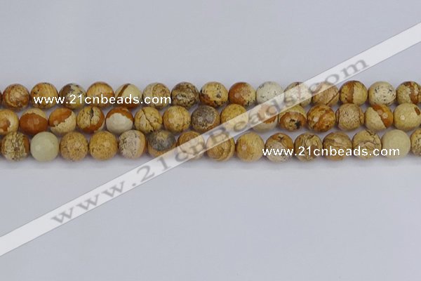 CPJ558 15.5 inches 10mm faceted round picture jasper beads