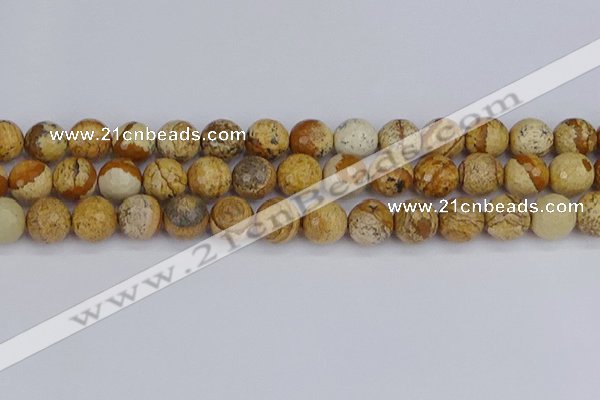 CPJ559 15.5 inches 12mm faceted round picture jasper beads