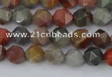 CPJ564 15.5 inches 6mm faceted nuggets polychrome jasper beads