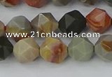 CPJ565 15.5 inches 8mm faceted nuggets polychrome jasper beads