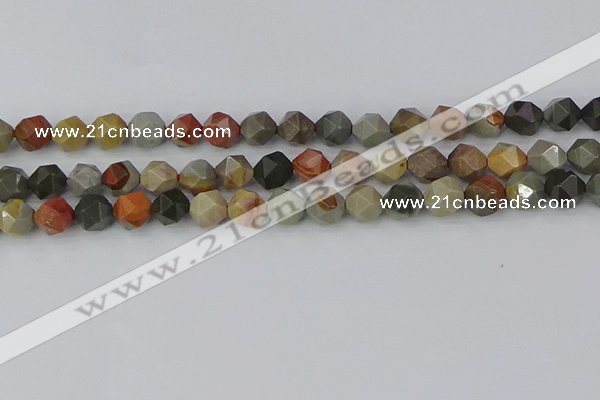 CPJ565 15.5 inches 8mm faceted nuggets polychrome jasper beads