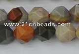 CPJ566 15.5 inches 10mm faceted nuggets polychrome jasper beads