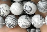 CPJ582 15.5 inches 8mm round grey picture jasper beads wholesale