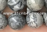 CPJ584 15.5 inches 12mm round grey picture jasper beads wholesale