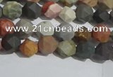 CPJ590 15.5 inches 6mm faceted nuggets matte polychrome jasper beads