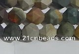 CPJ591 15.5 inches 8mm faceted nuggets matte polychrome jasper beads