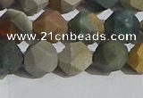 CPJ592 15.5 inches 10mm faceted nuggets matte polychrome jasper beads