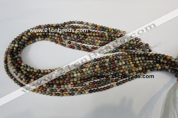 CPJ61 15.5 inches 4mm round picasso jasper gemstone beads