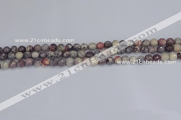 CPJ610 15.5 inches 4mm faceted round purple striped jasper beads