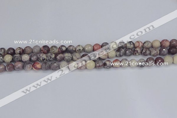 CPJ611 15.5 inches 6mm faceted round purple striped jasper beads